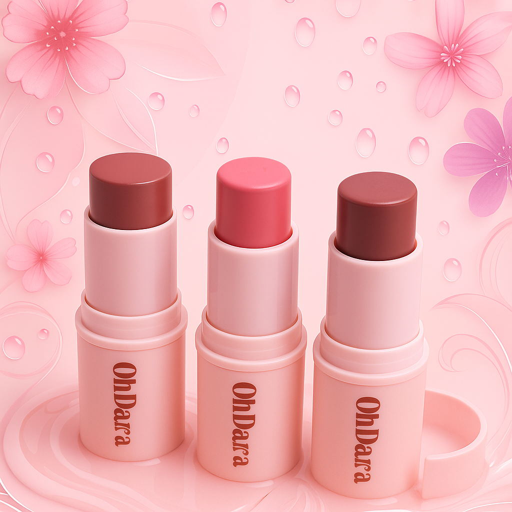 OhDarra Cream Blush Stick & Lipstick – Sweet Peach | Love Story | Candy Rose